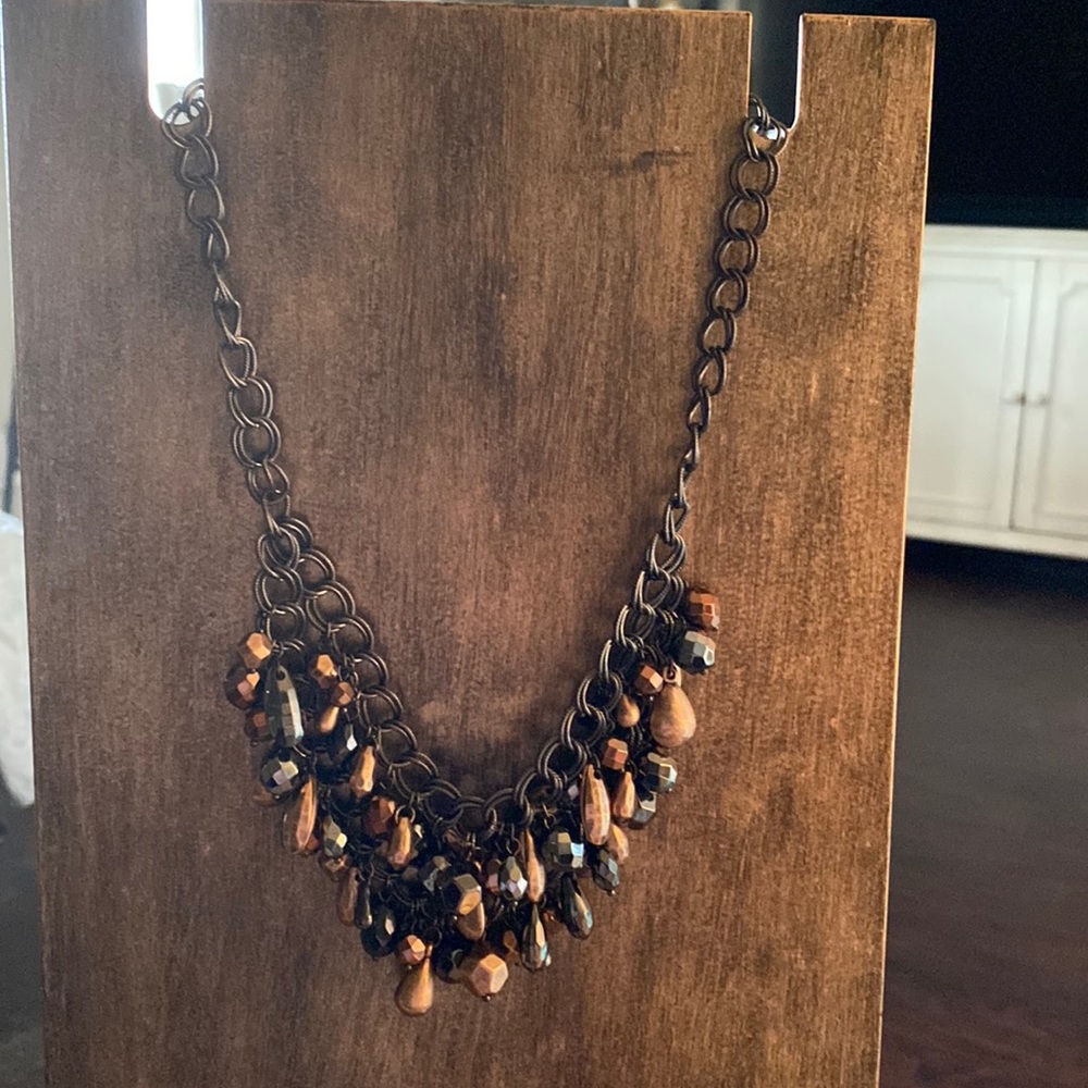 “Premier Design” Gun metal chain with copper jewels 10 1/2 in long